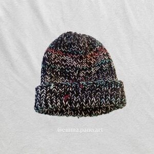 hand knit speckled fisherman beanie hat